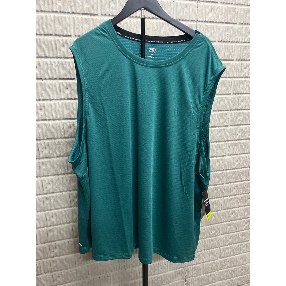 Athletic Works Mens Mixed‎ Media Muscle Tank Top Teal Cistern 4XL AW26100162683B